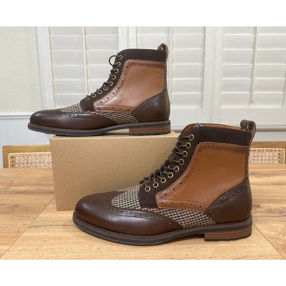 Stacy Adams Oswyn Wingtip Lace Boots Brown Multi Leather Textile Size 10 NWOB main image 9